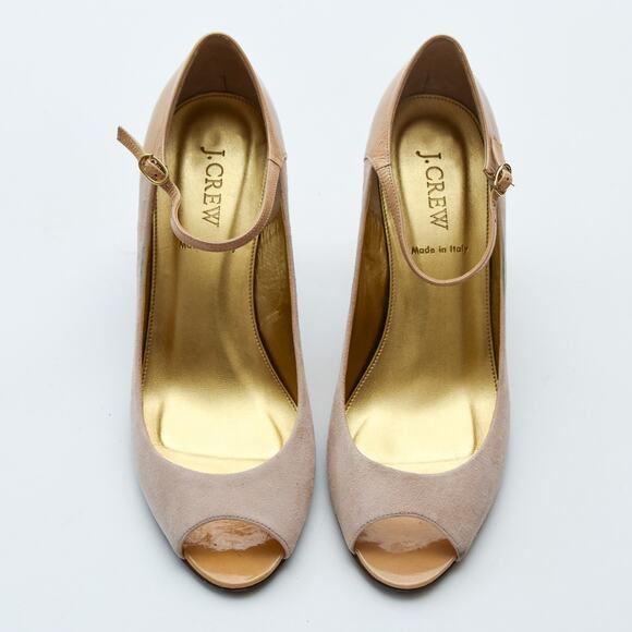 J.Crew Cossette Mary Jane Peep Toe Pumps Size 8 Pink Suede Patent Leather - Picture 3 of 6